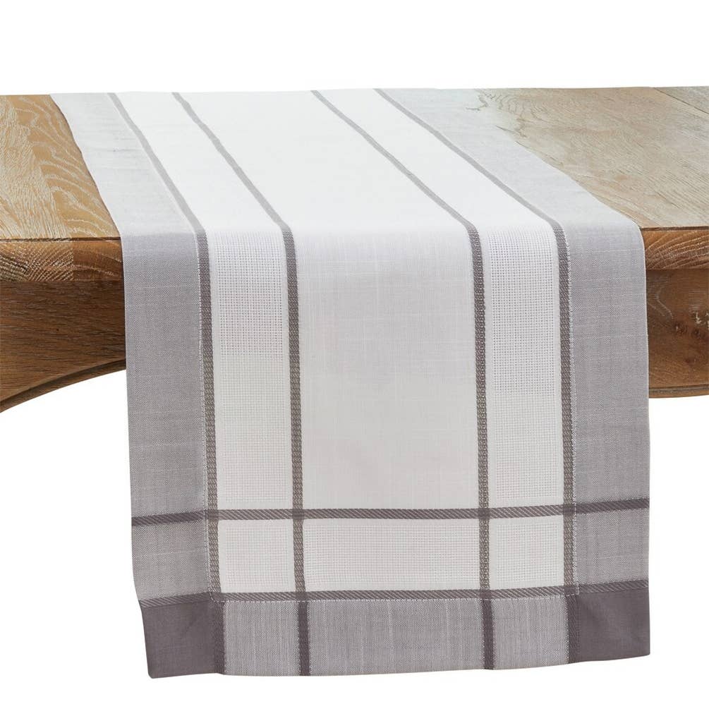 351 - Grey Banded Border Design Table Runner