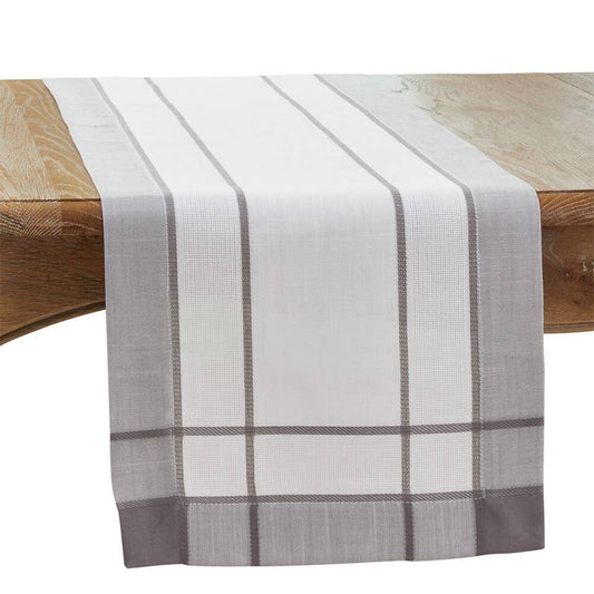 351 - Grey Banded Border Design Table Runner