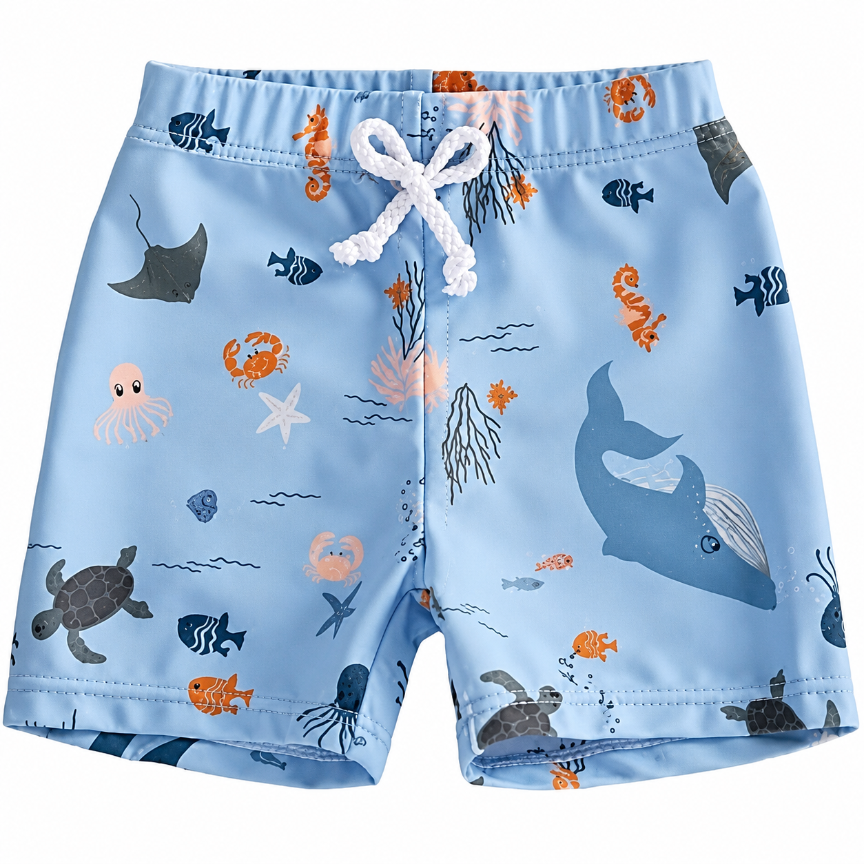 Blue Ocean Animals Print Boys Swim Shorts