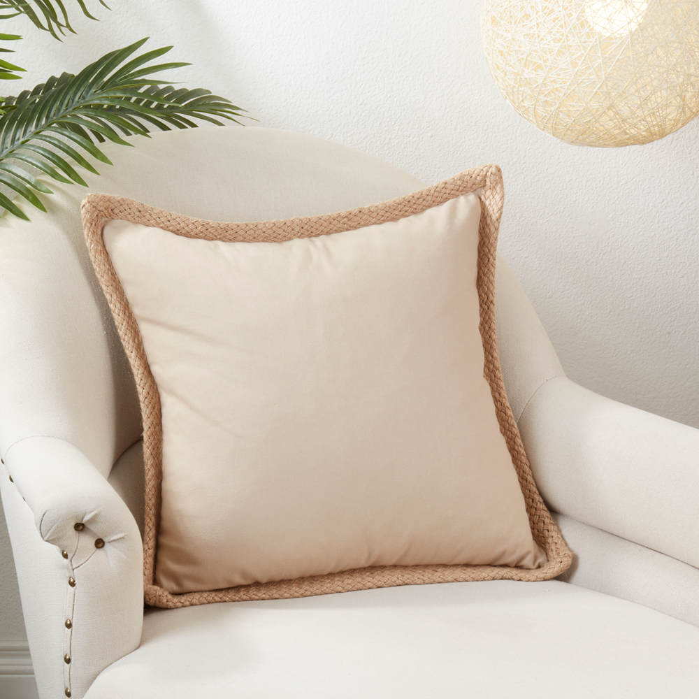 24137 - Natural Jute Braided Down Filled 20" Throw Pillow
