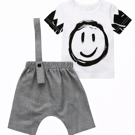 Smiley Face Baby Boy 2-Piece Outfit