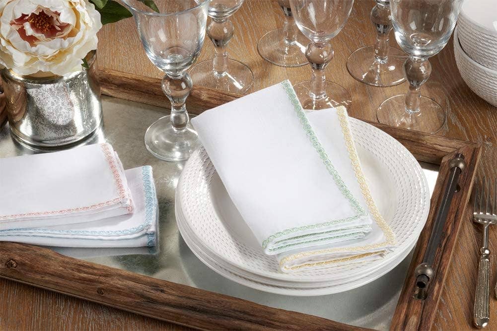 1971 - Green Lace Border 20" White Dinner Napkin
