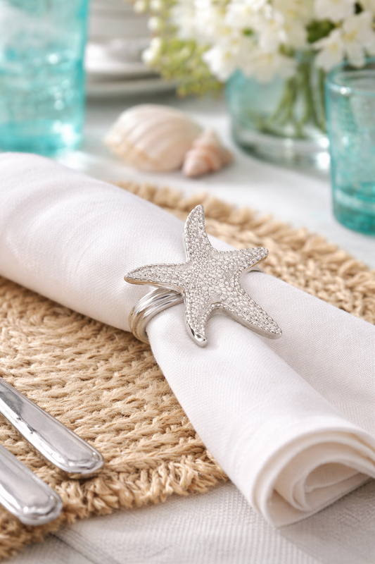 Silver Starfish Brass Napkin Ring