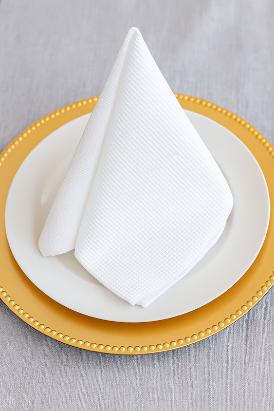 9113 - Basket Weave White 20" Cloth Napkin