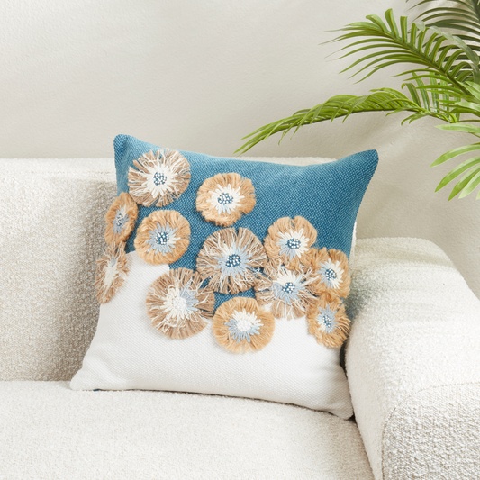 3633 - Unique 3D Floral 18" Cotton Throw Pillow