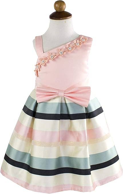 One Shoulder Flower Pearls A-line Pink Girl Dress