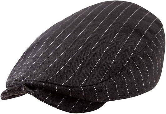 Black Striped Cotton Toddler Flat Cap – Two Ways to Wear
