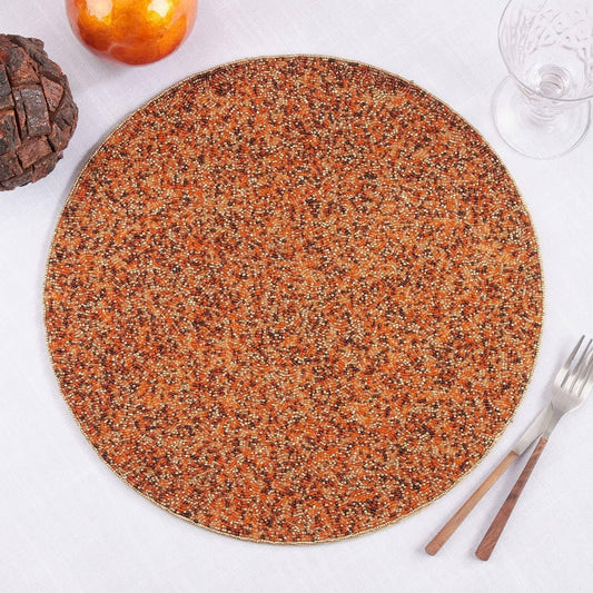 9104 - Orange Head Beaded Sparkly 15" Placemat
