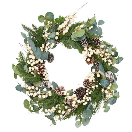 Frosted Pinecone Eucalyptus Winter Berry 26" Wreath