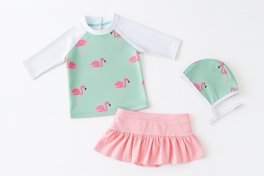 Green Flamingo 3pcs Girl Swimwear Set