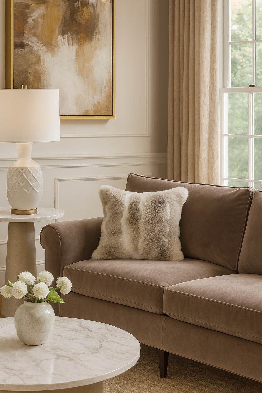Grey Elegant Faux Fur 18" Throw Pillow