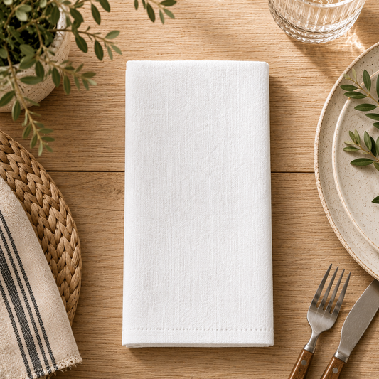 Crisp White Modern Haven Linen-Cotton 20" Dinner Napkin