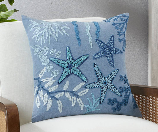 692 - Stonewashed Starfish Cotton 20" Throw Pillow