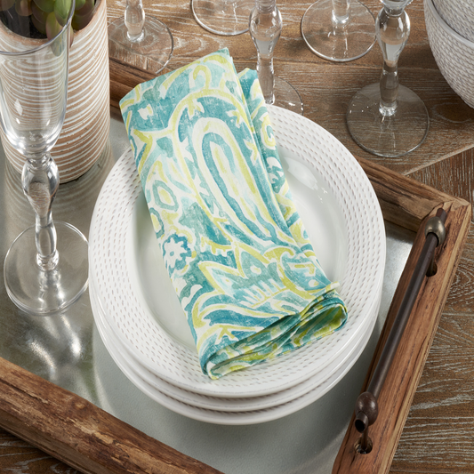 150 - Distressed Paisley Pure Linen 20" Dinner Napkin