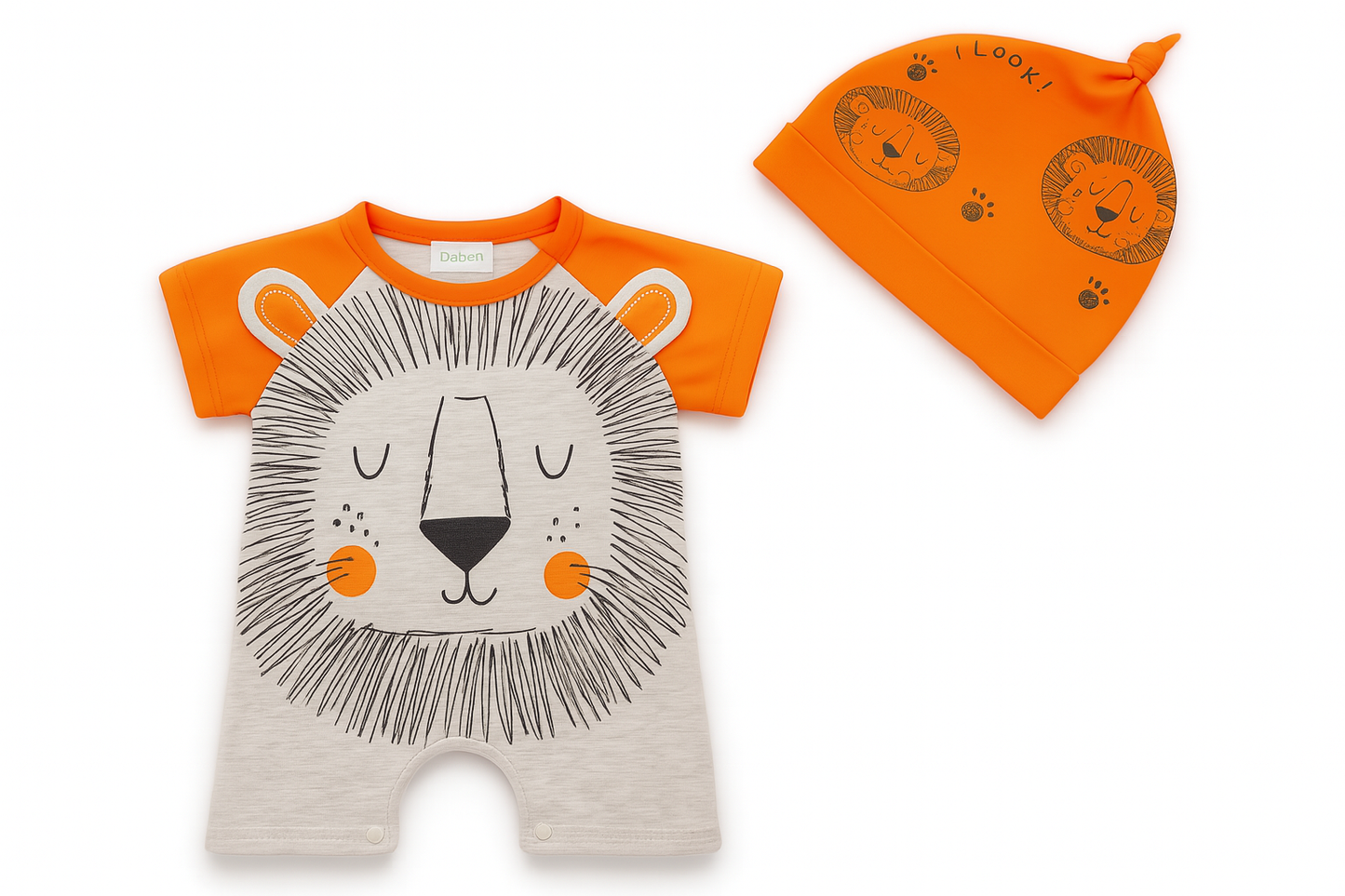 Baby Lion Romper with Matching Hat