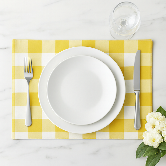 TBL0052 - Yellow-White Classic Buffalo Check Cotton Blend Placemat