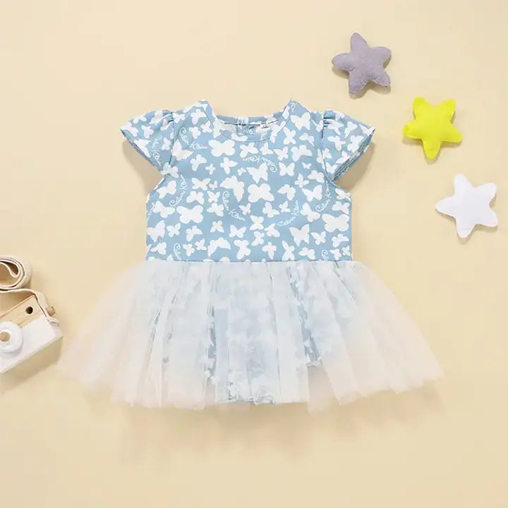 Blue Butterfly Tutu Baby Dress