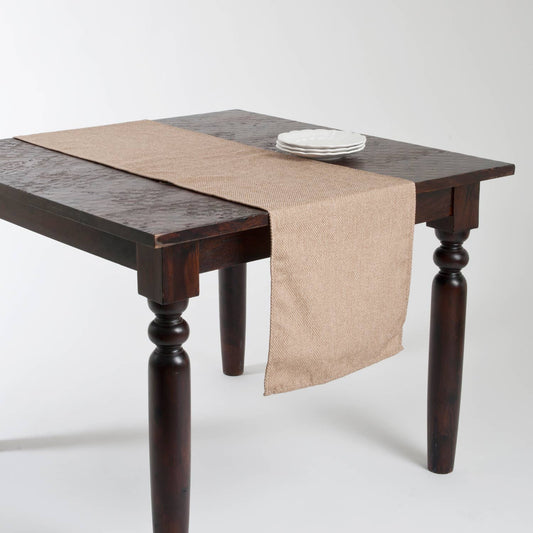 9113 - Basket Weave Natural Table Runner – 16" x 120"