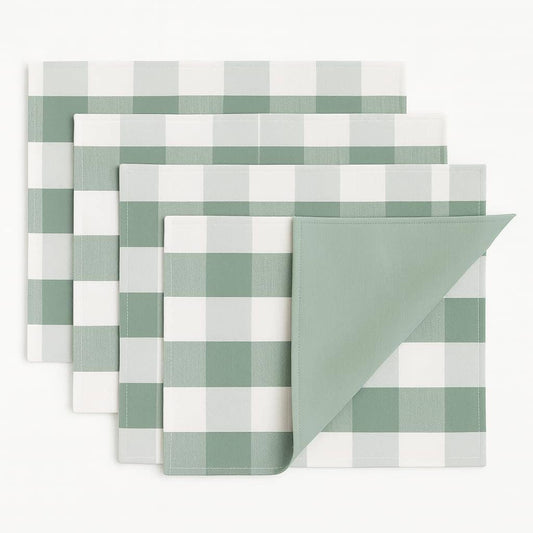 Sage Handmade Buffalo Plaid Reversible 14"x20" Placemat