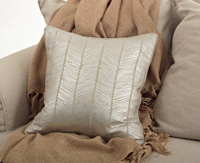 6000 - Metallic Herringbone Down Filled Cotton 20" Throw Pillow