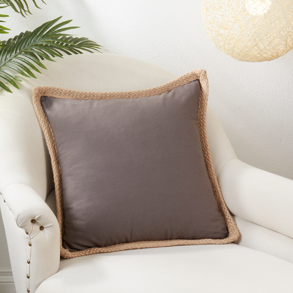 24139 - Slate Jute Braided Down Filled 20" Throw Pillow