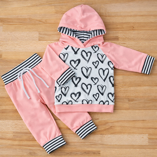Heart Girl Hooded Pink Sweatshirt & Pants