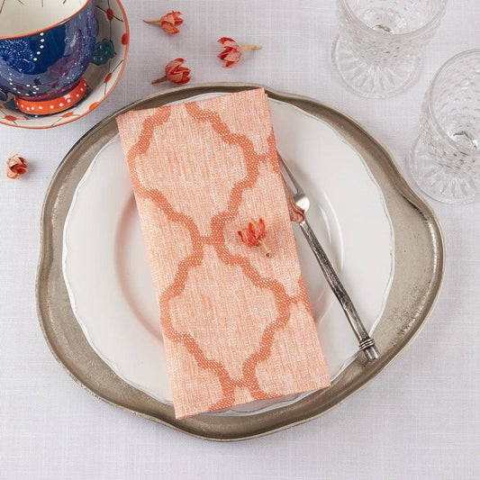 6718 - Orange Moroccan Laser-Cut Hemstitch 20" Cloth Napkin