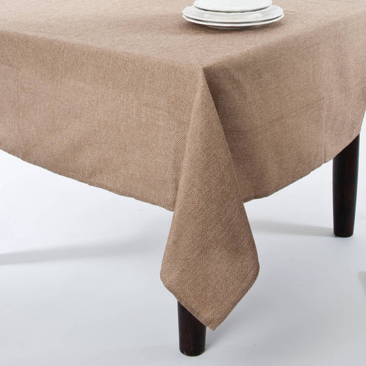 9113 - Basket Weave Faux Burlap Natural Tablecloth - 84"X84" Square