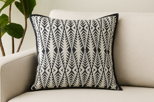 PLW0154 - Black Moroccan Diamond 18" Throw Pillow
