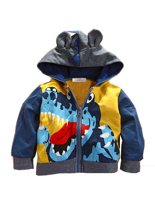Yellow Dinosaur Boy Hoodie Jacket