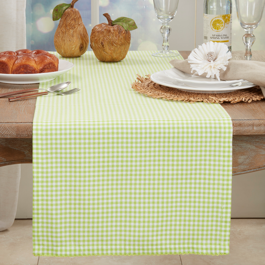 9201 - Green Gingham 16"X72" Cotton Table Runner