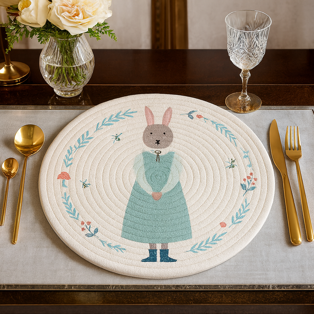 PM0034 - Bunny Woven Cotton Blend Heat Resistant 12" Placemat