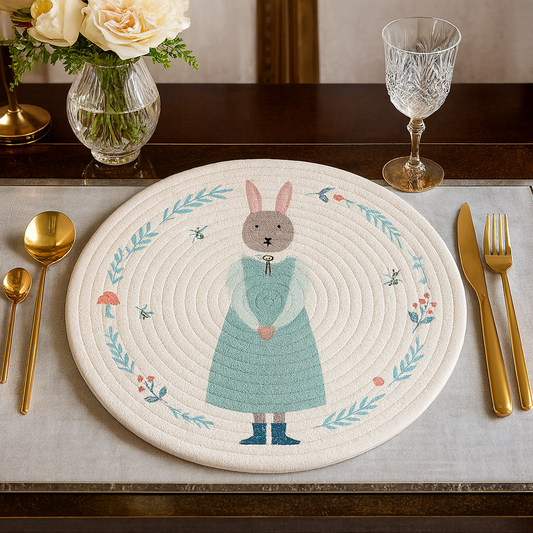 PM0034 - Bunny Woven Cotton Blend Heat Resistant 12" Placemat