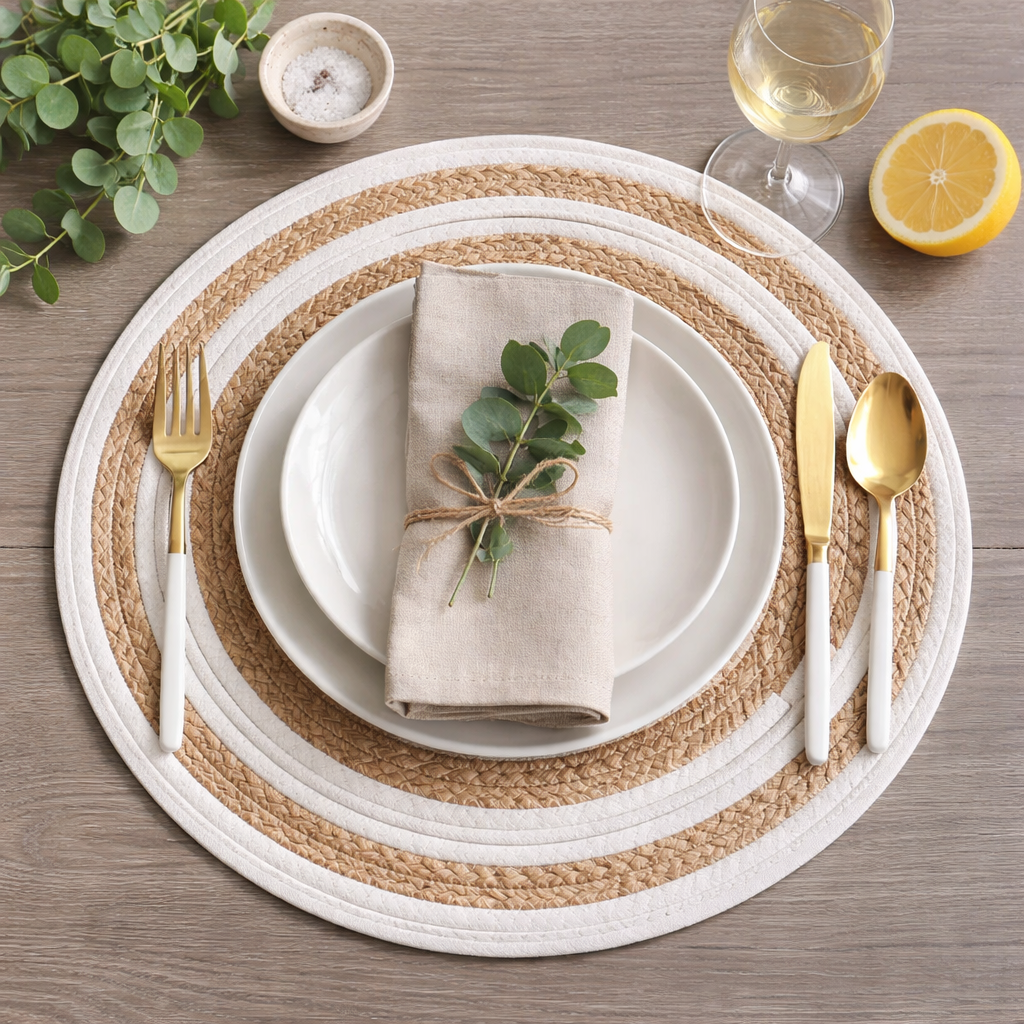 Natural Water Hyacinth Braided Woven Round Placemat