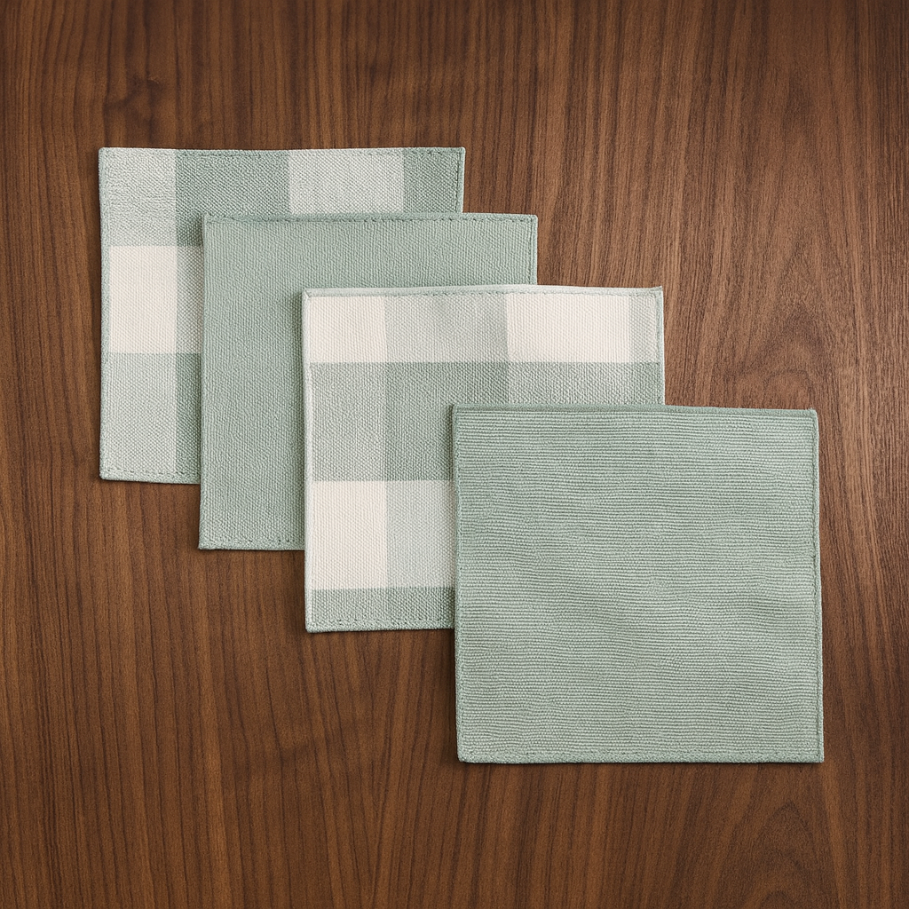 Sage-White Buffalo Plaid Reversible 6" Coaster
