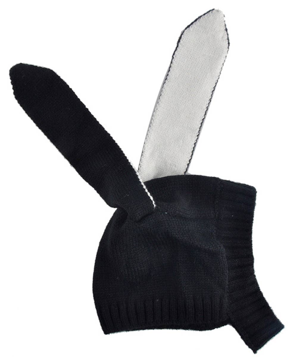 Black Knit Bunny Baby Beanie