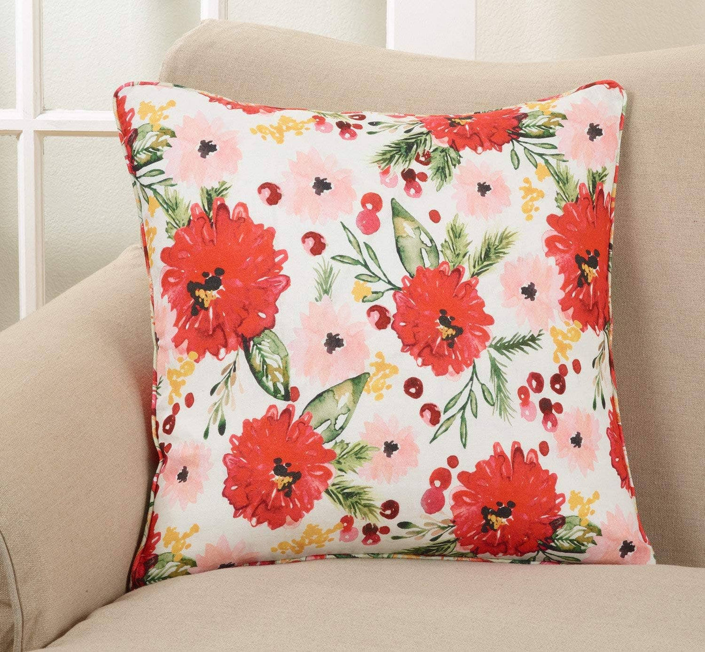 418P - Wild Flowers 100% Linen 20" Filled Throw Pillow