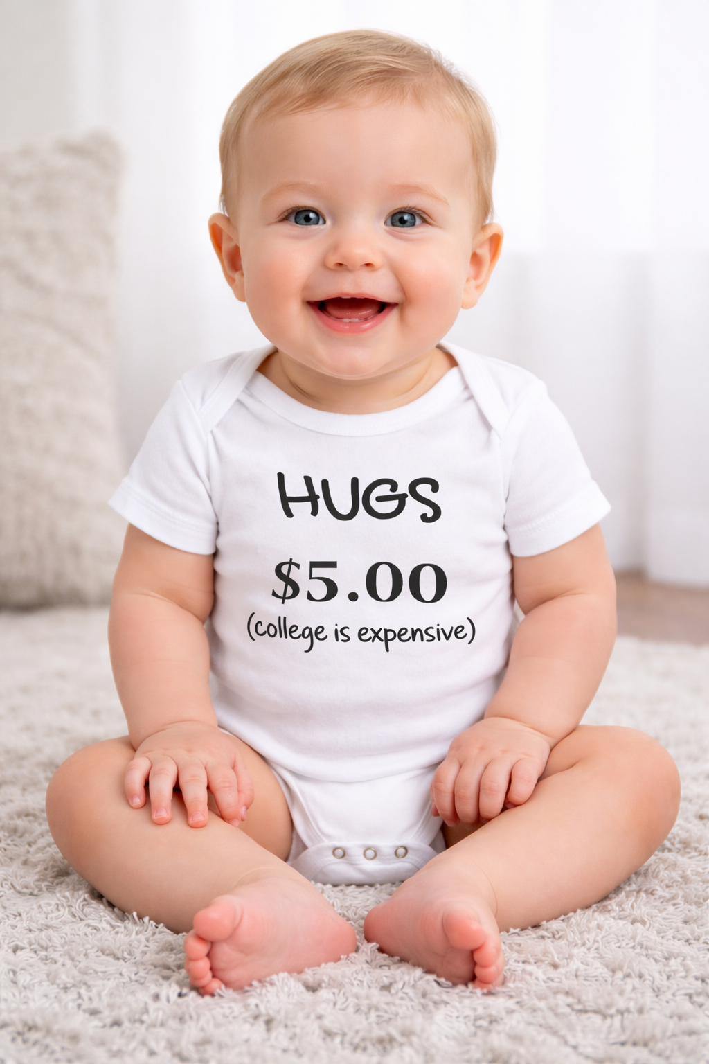 White HUGS $5 Cotton Baby Romper