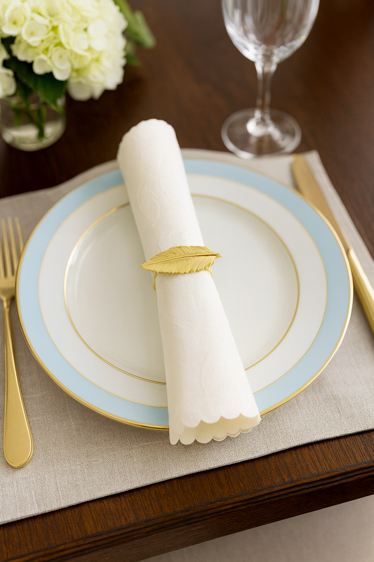 CH051 - Gold Feather Metal Napkin Ring
