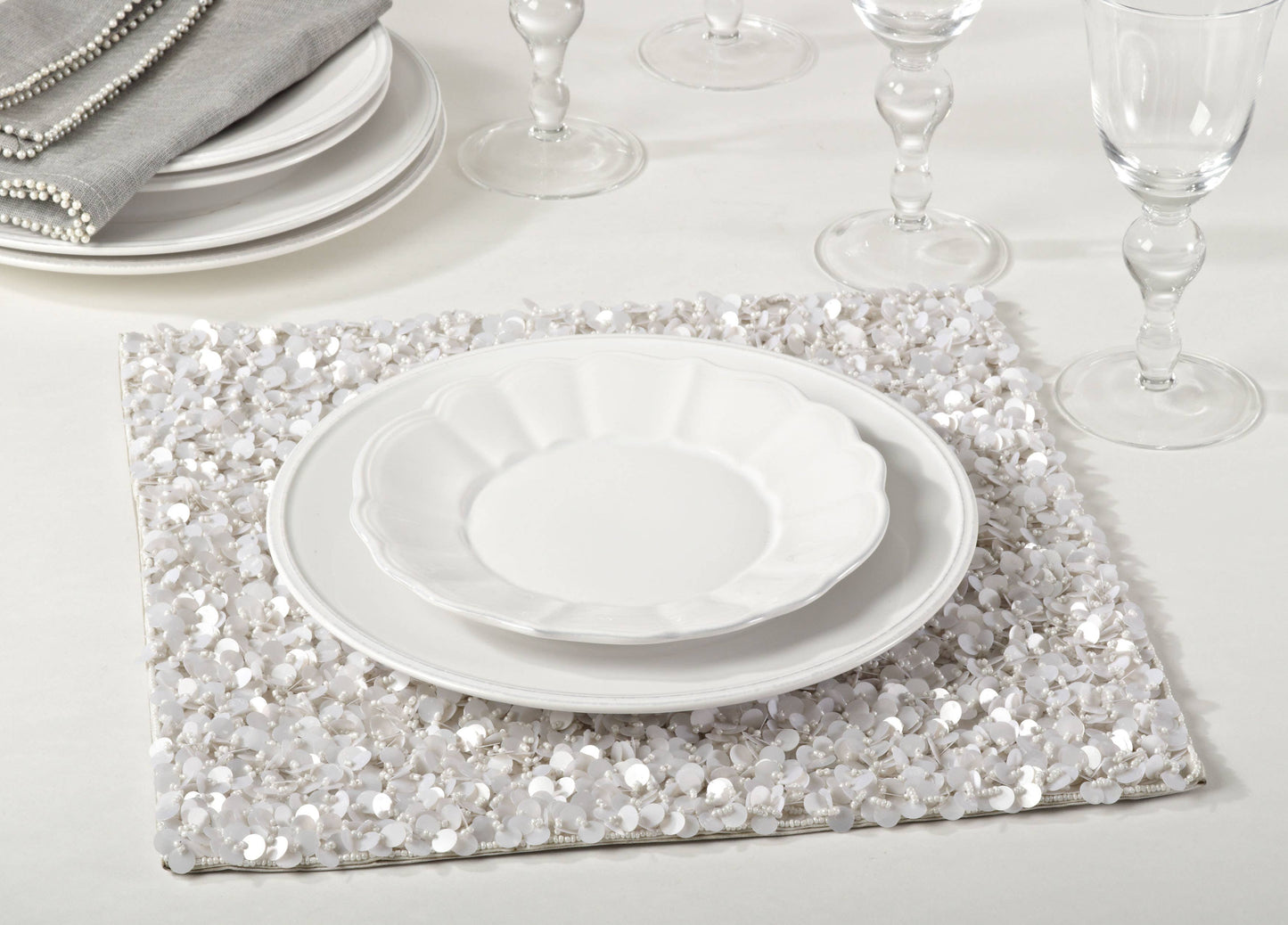 678 - Hand Beaded 15" Square Placemat