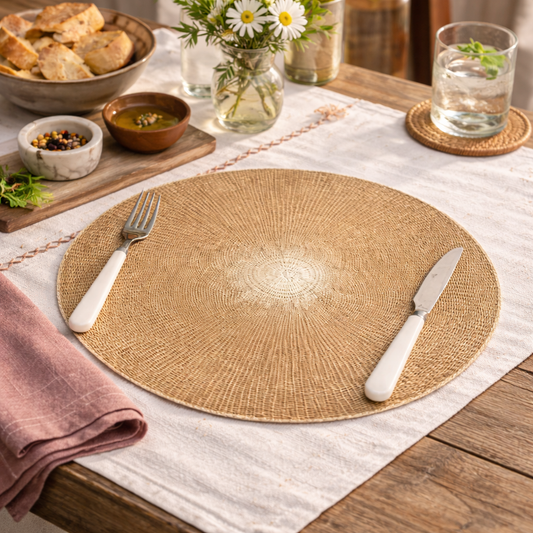 Natural Sunburst Handwoven 15" Round Placemat