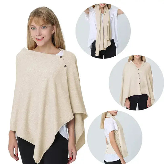 Ivory Multi-use Knit Soft Nursing Shawl Poncho