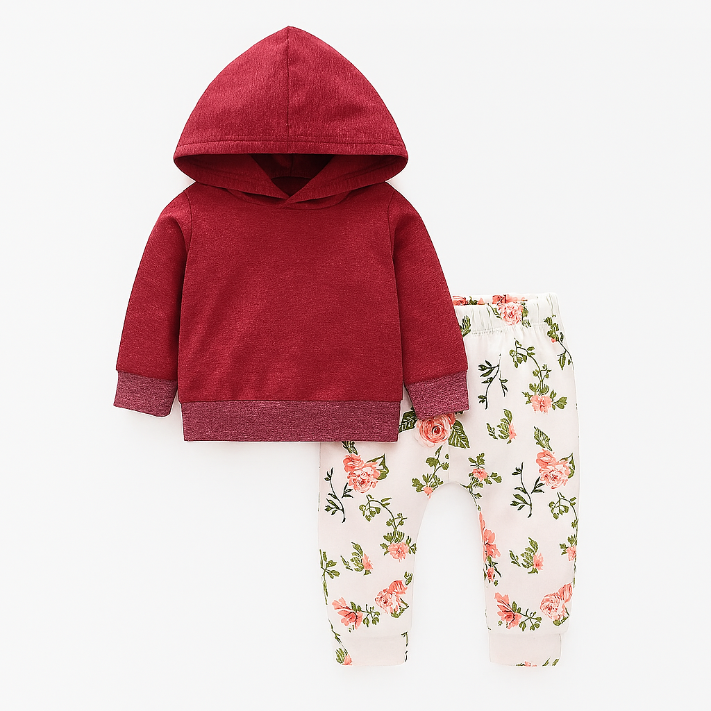Red-White 2pcs Baby Outfit
