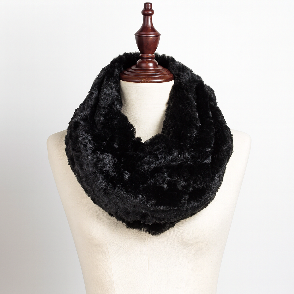 Black Faux Fur Ultra Soft Infinity Scarf