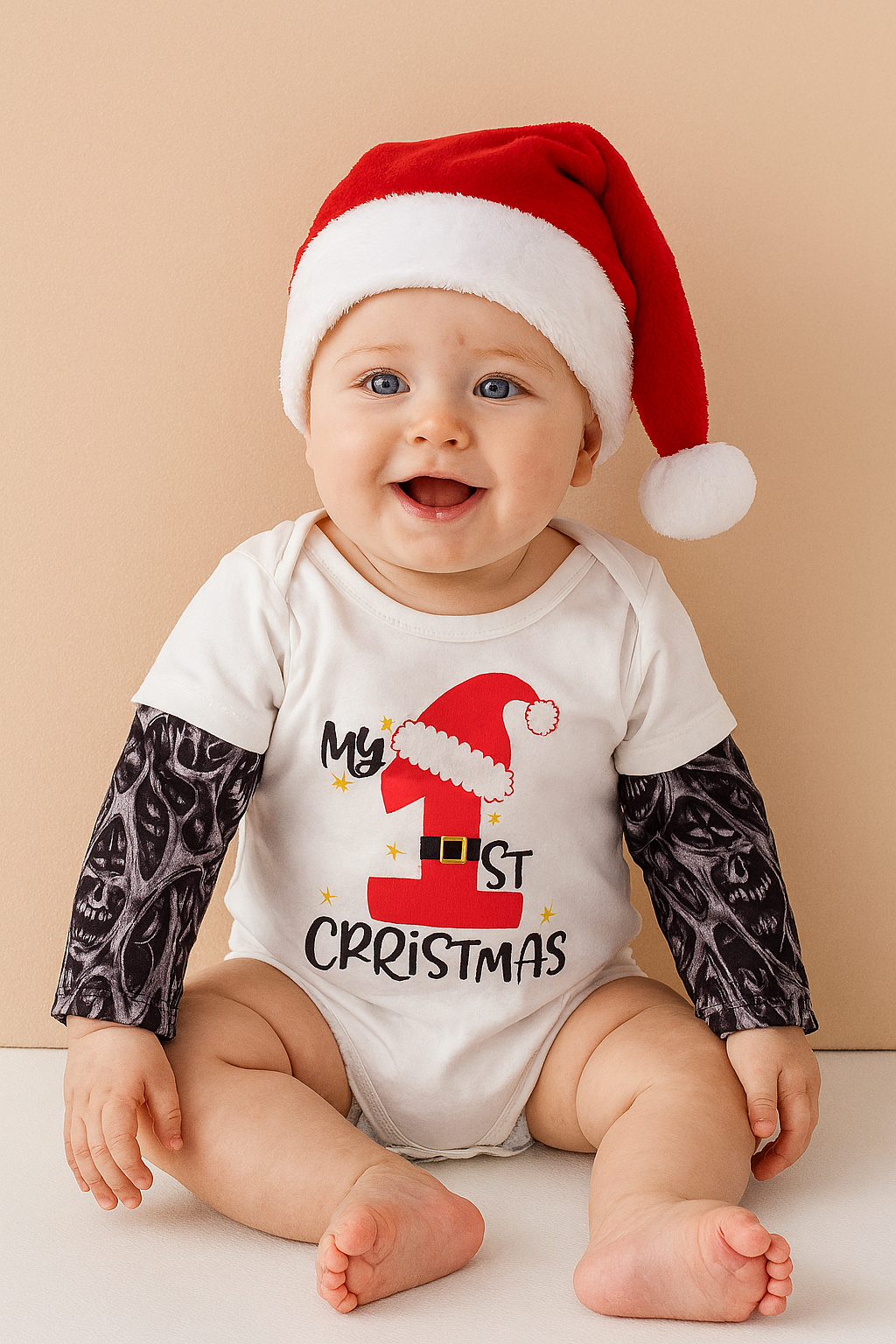 White My First Christmas Tattoo Baby Romper