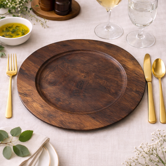 Brown Faux Wood 13" Charger Plate