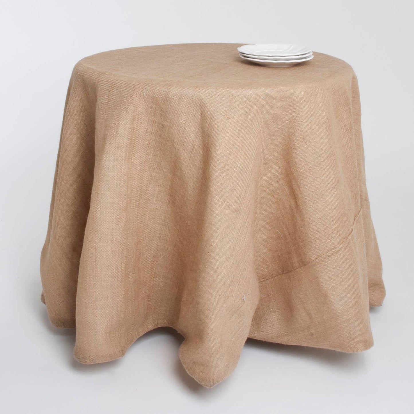 0811 - 90" Round Burlap Lined Natural Round Tablecloth