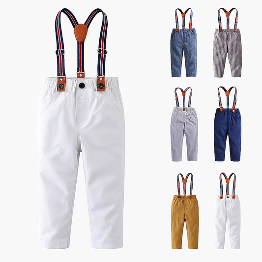 Classic Boy Cotton Chino Long Pants with Suspenders