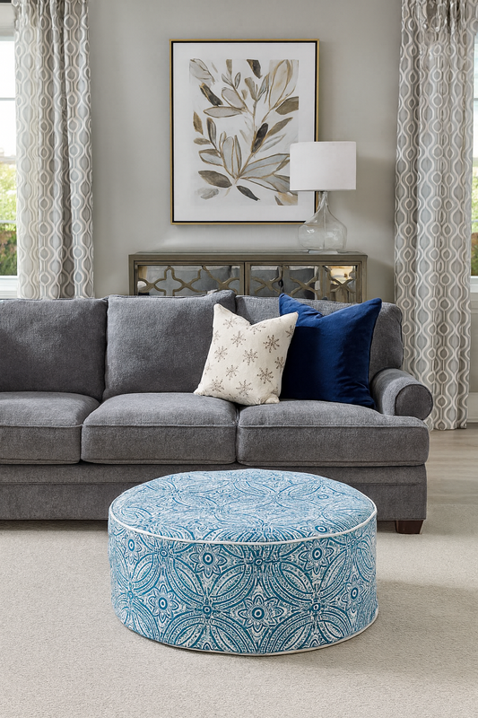 Blue Kaleidoscope Outdoor Inflatable Ottoman