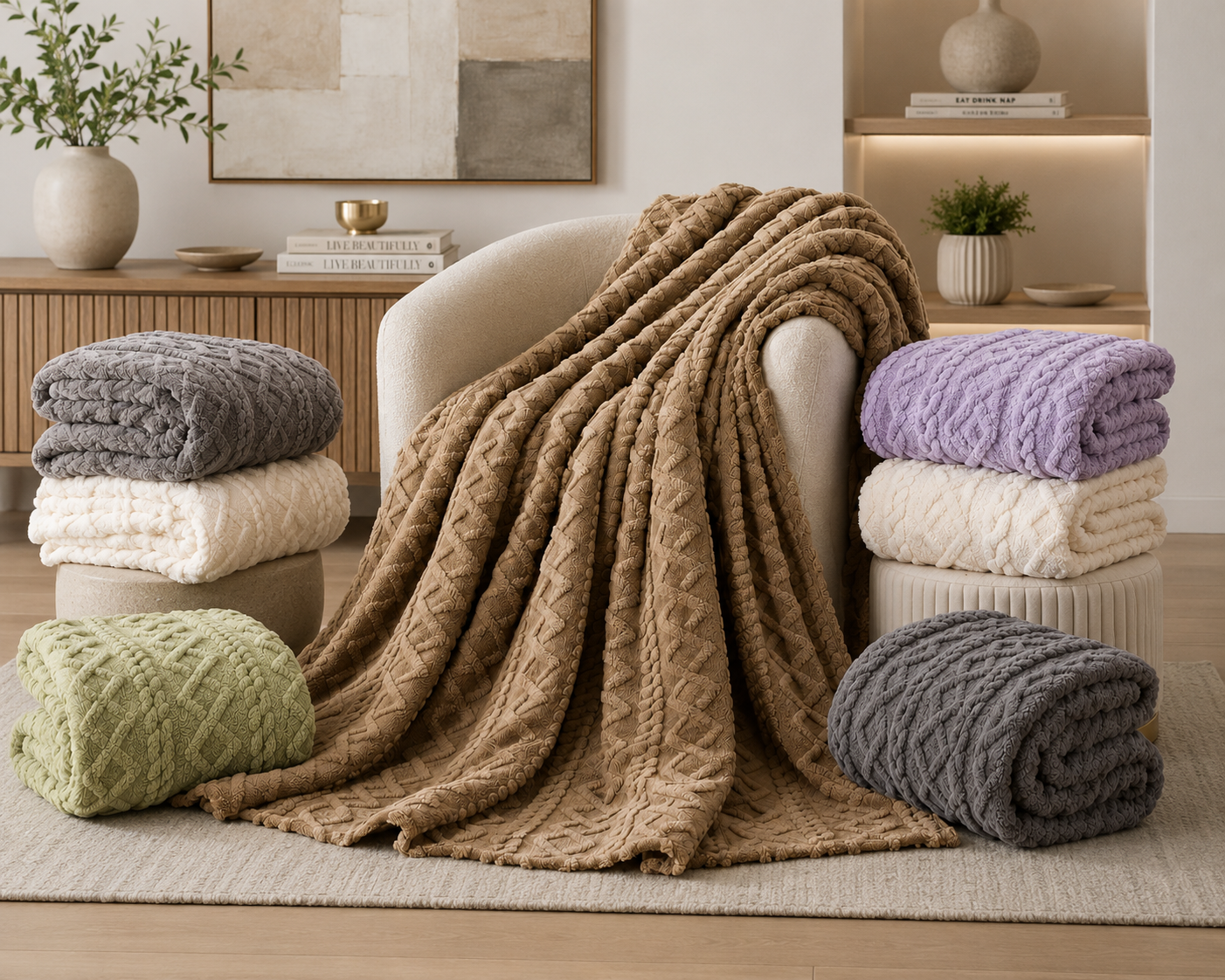 Cable Knit Soft Throw Blanket - 60"x80"